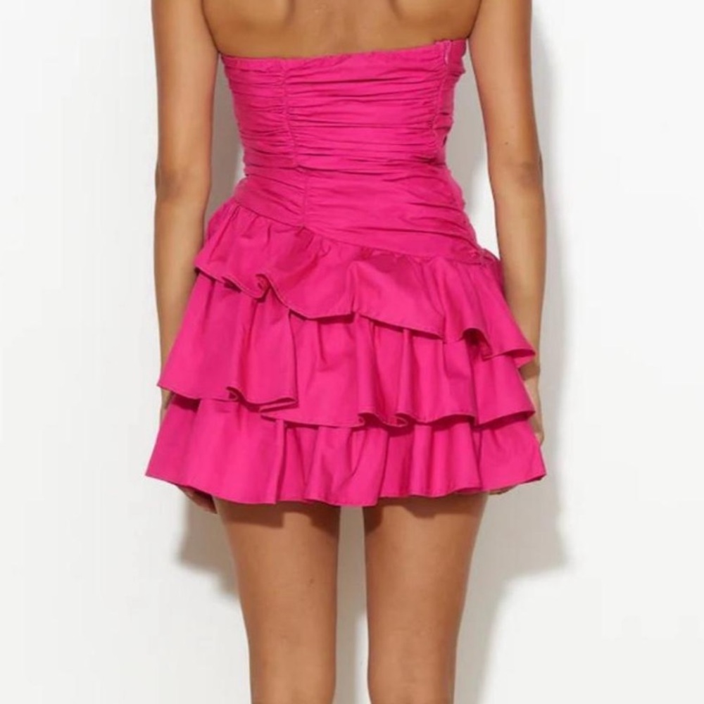 Strapless Pink Ruffle Dress - Picture 2 of 2